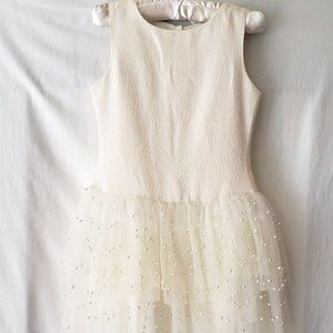 Charabia Little Girls Sleeveless Tulle-Mesh Dress w/ Delicate White Pearls S 8yr